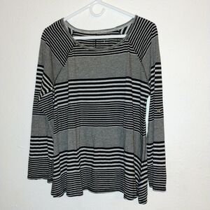 Calvin Klein Performance Black and White Striped Long Sleeve Top